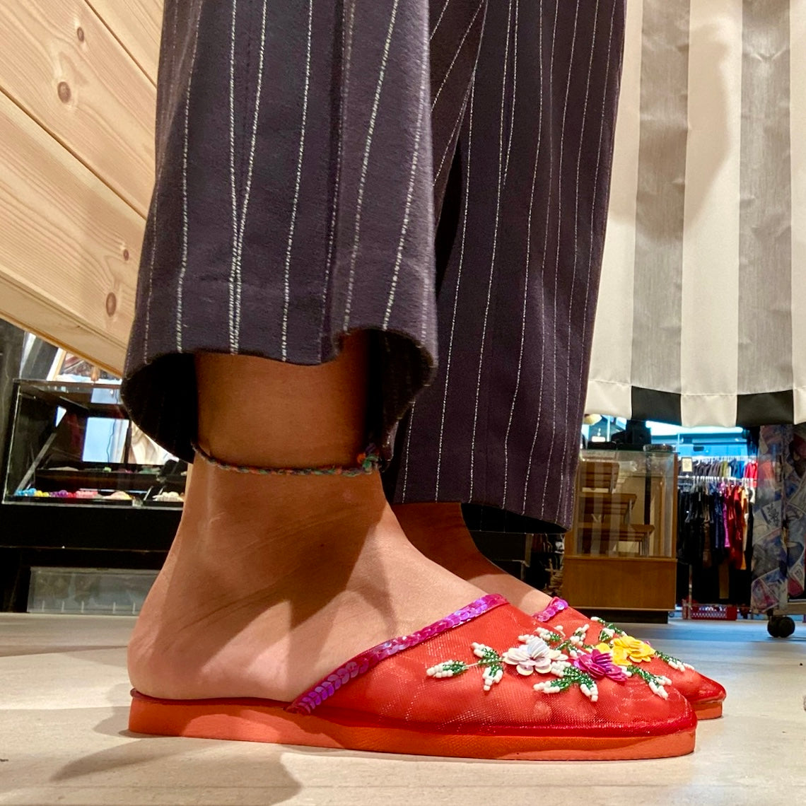 Mesh Slippers - Red/Multi sequin — billede 3 af 4