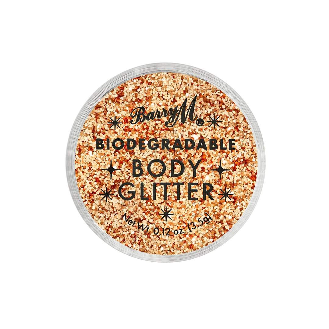 Bodyglitter fra Barry M i koralrød og guld