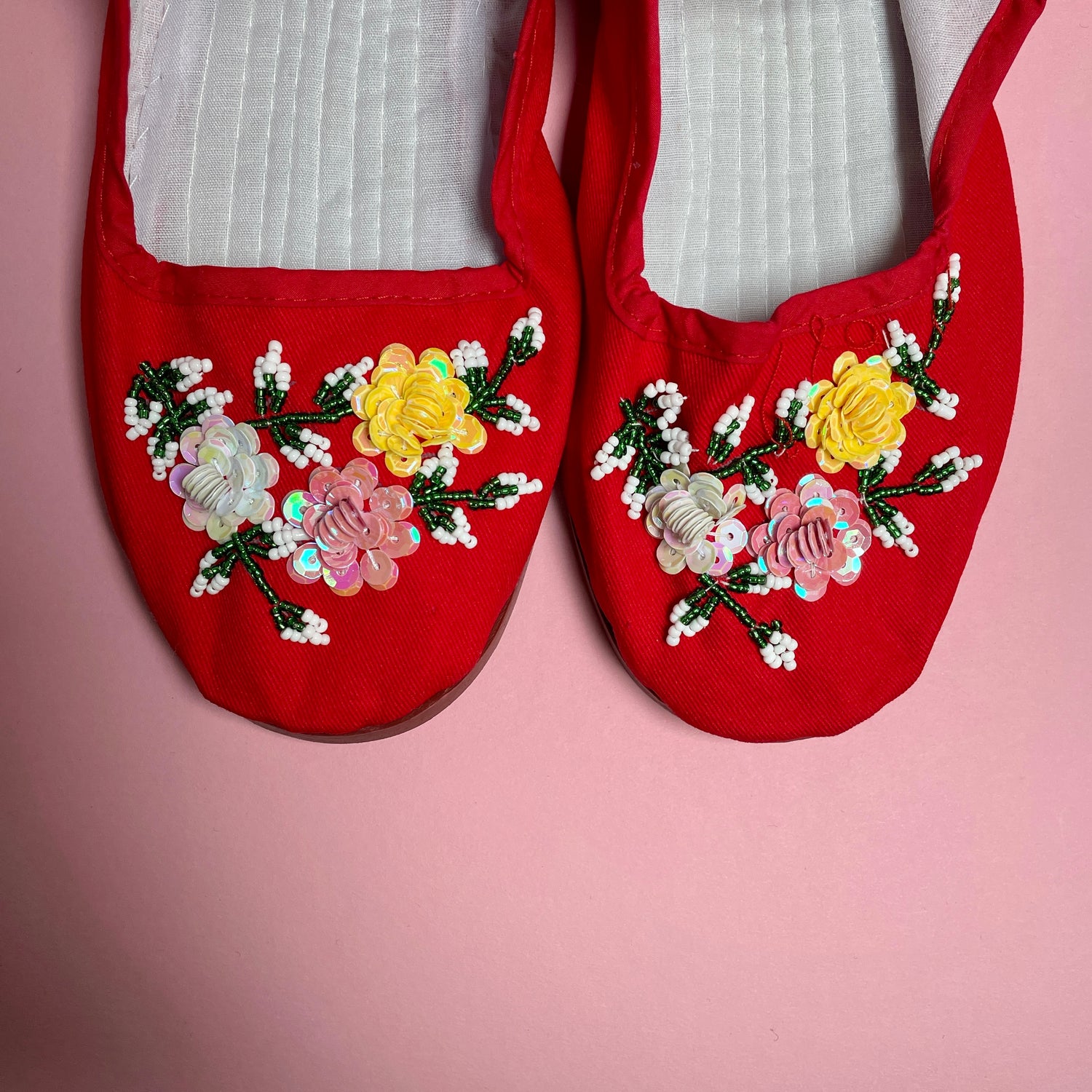 Cotton Sequin Mary Jane - Red