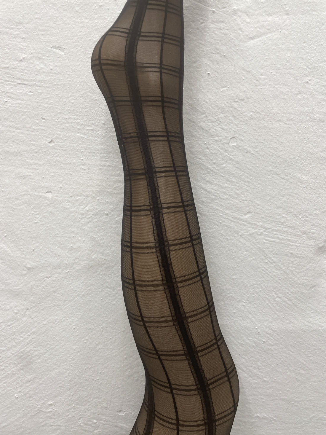 Sheer Tartan Tights - Black