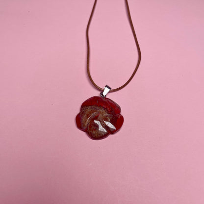 Boho Stone Rose Pendant - Red