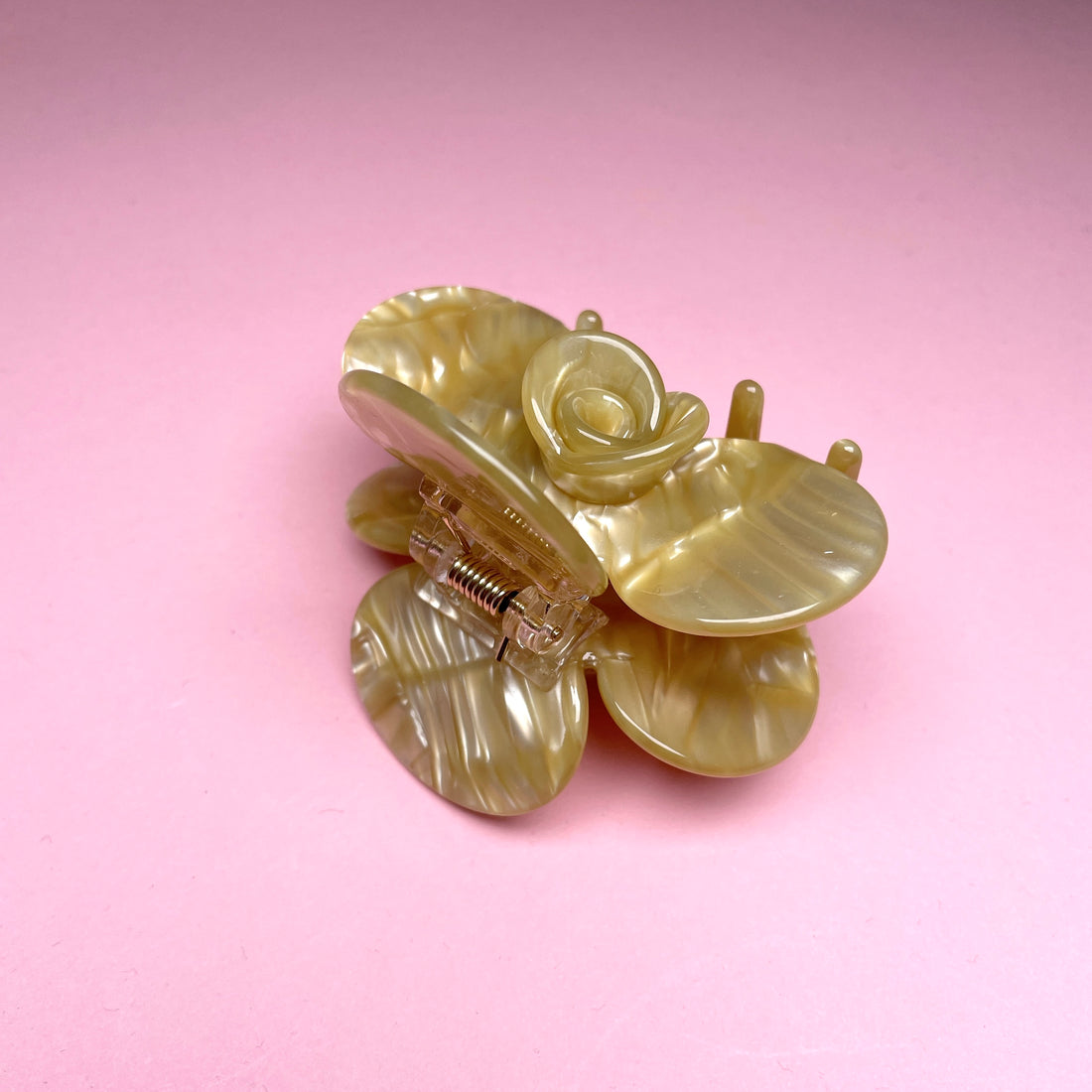 Half Flower Hair Clip - Golden/Yellow Marble