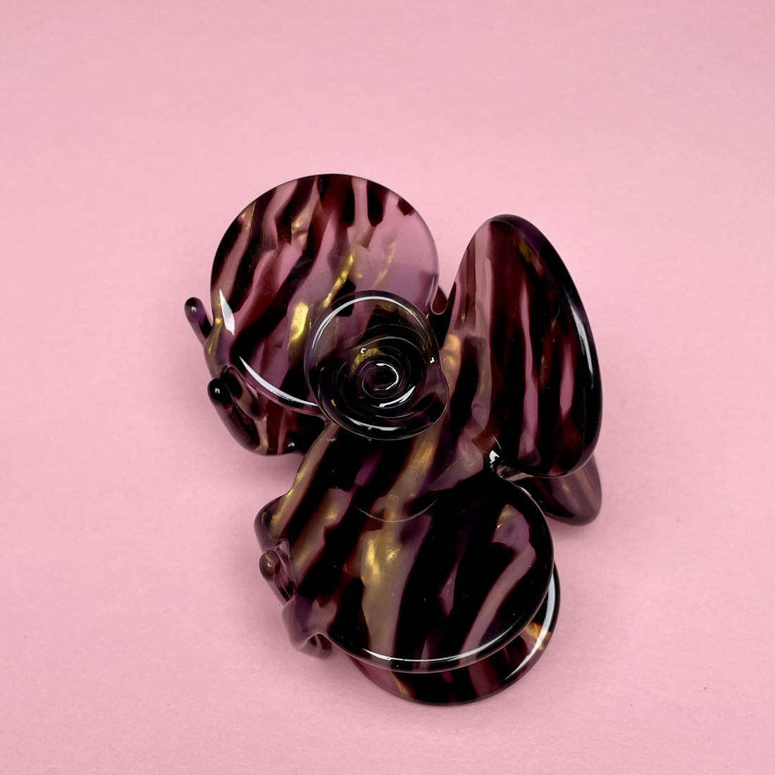 Half Flower Hair Clip - Brown/Gold/Purple