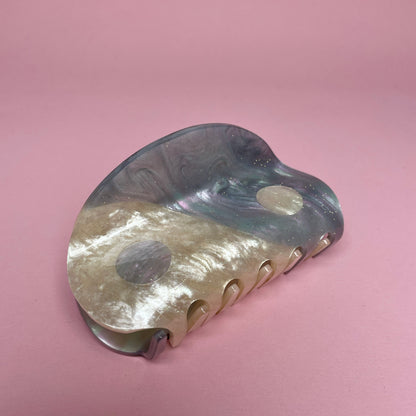 Yin Yang Hair Clip - Blue/White/Pink Shimmer