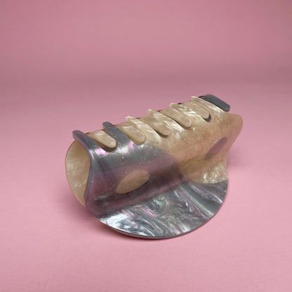 Yin Yang Hair Clip - Blue/White/Pink Shimmer