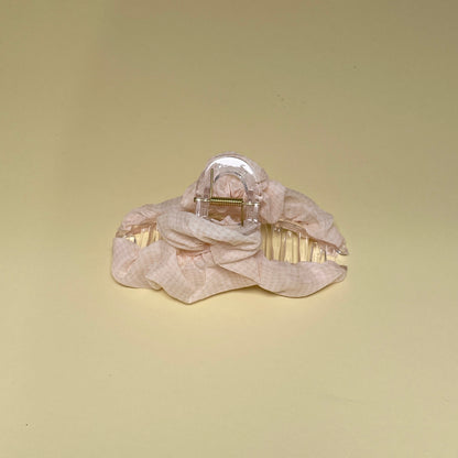 Gingham hairclip - Creme/White