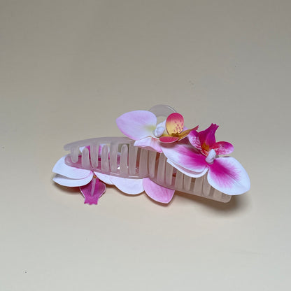 Orchid hairclip - Pink/White/Orange