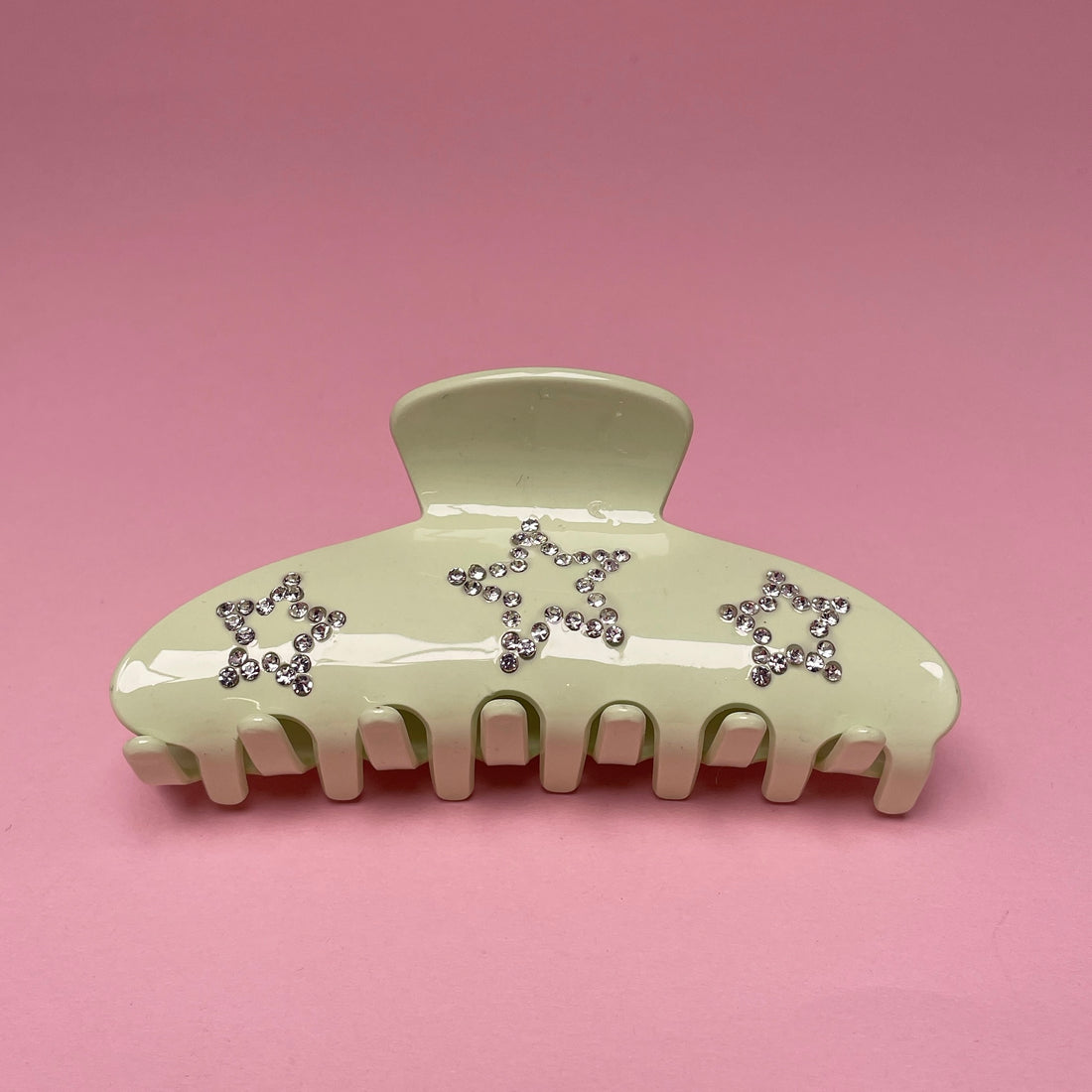 Hair clip With Stars - Light Green/Rhinestone
