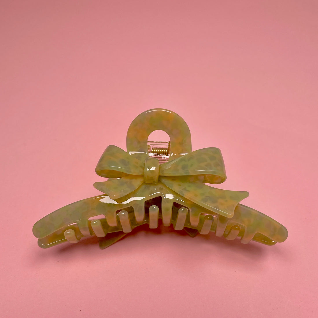 Bow Hair Clip - Green/Yellow