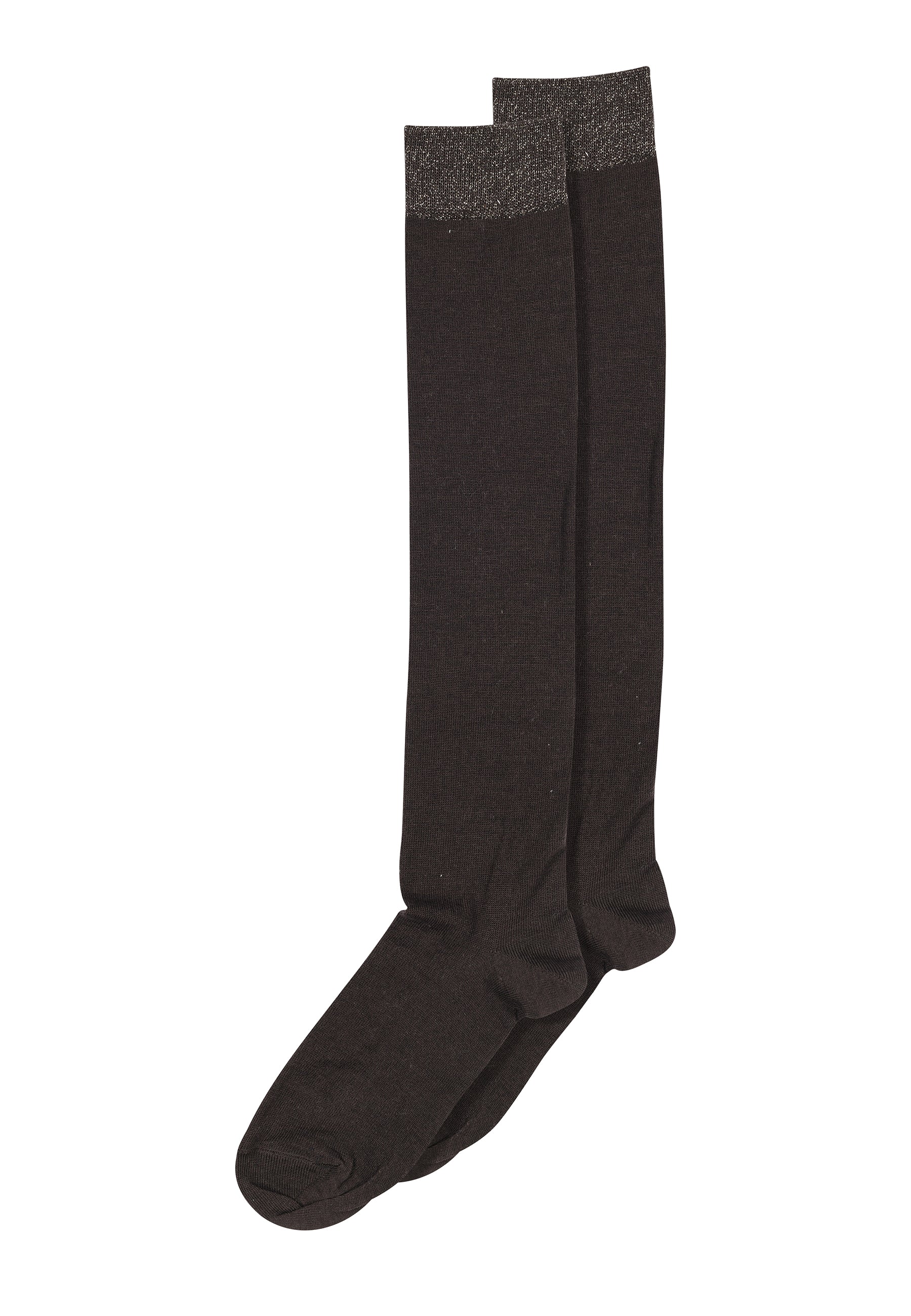 Mp wool/silk knee socks - Dark Brown Glitter