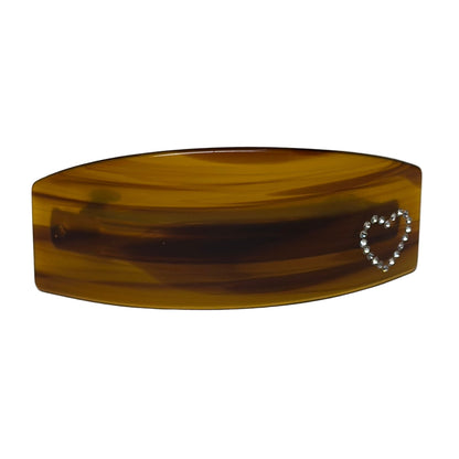 Barrette Hair Clip - Tortoise With Rhinestone Heart