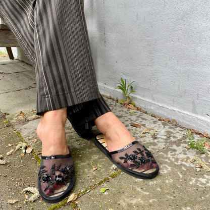 Mesh Slippers - Black/Black sequin