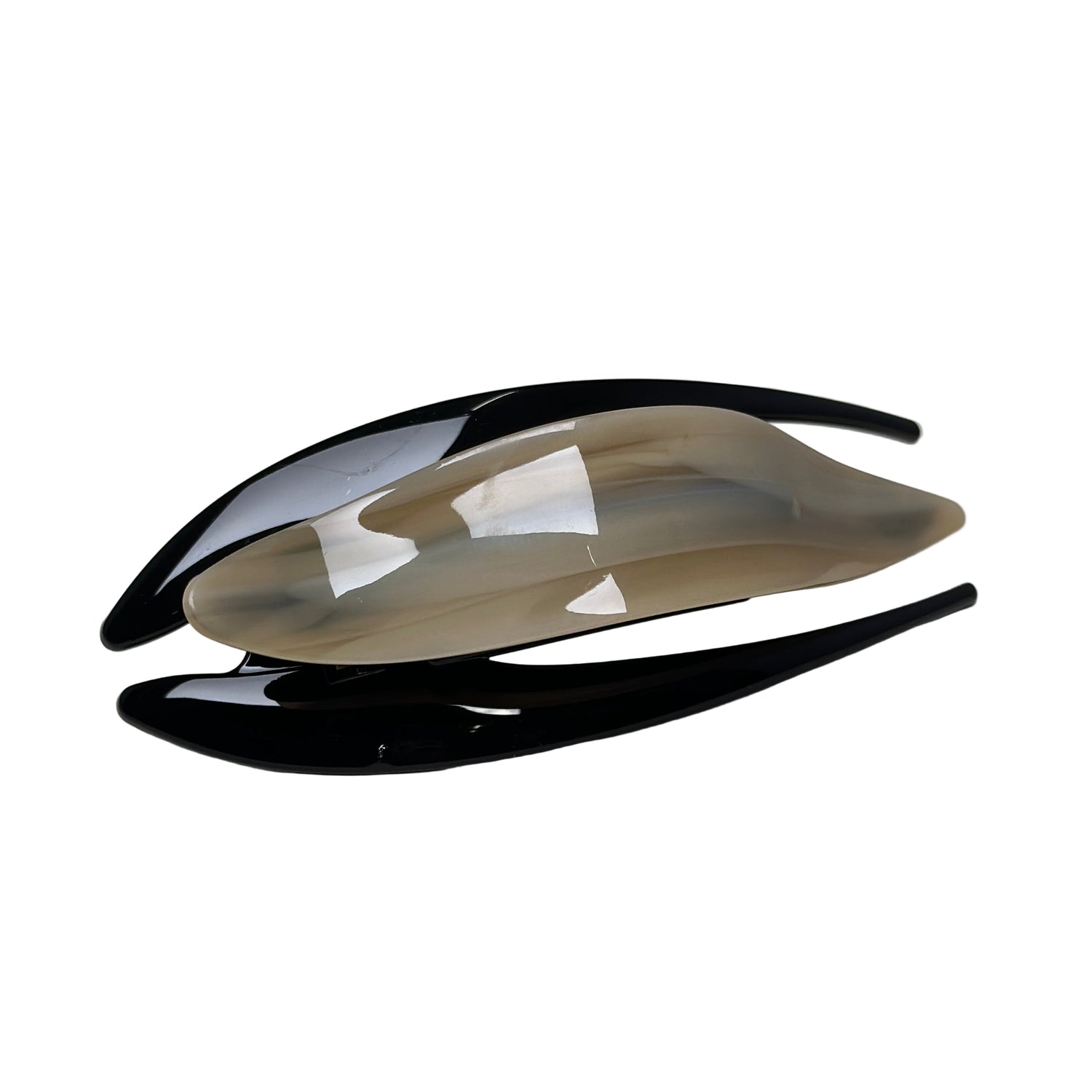 French Curved Hair Clip - Beige Marble