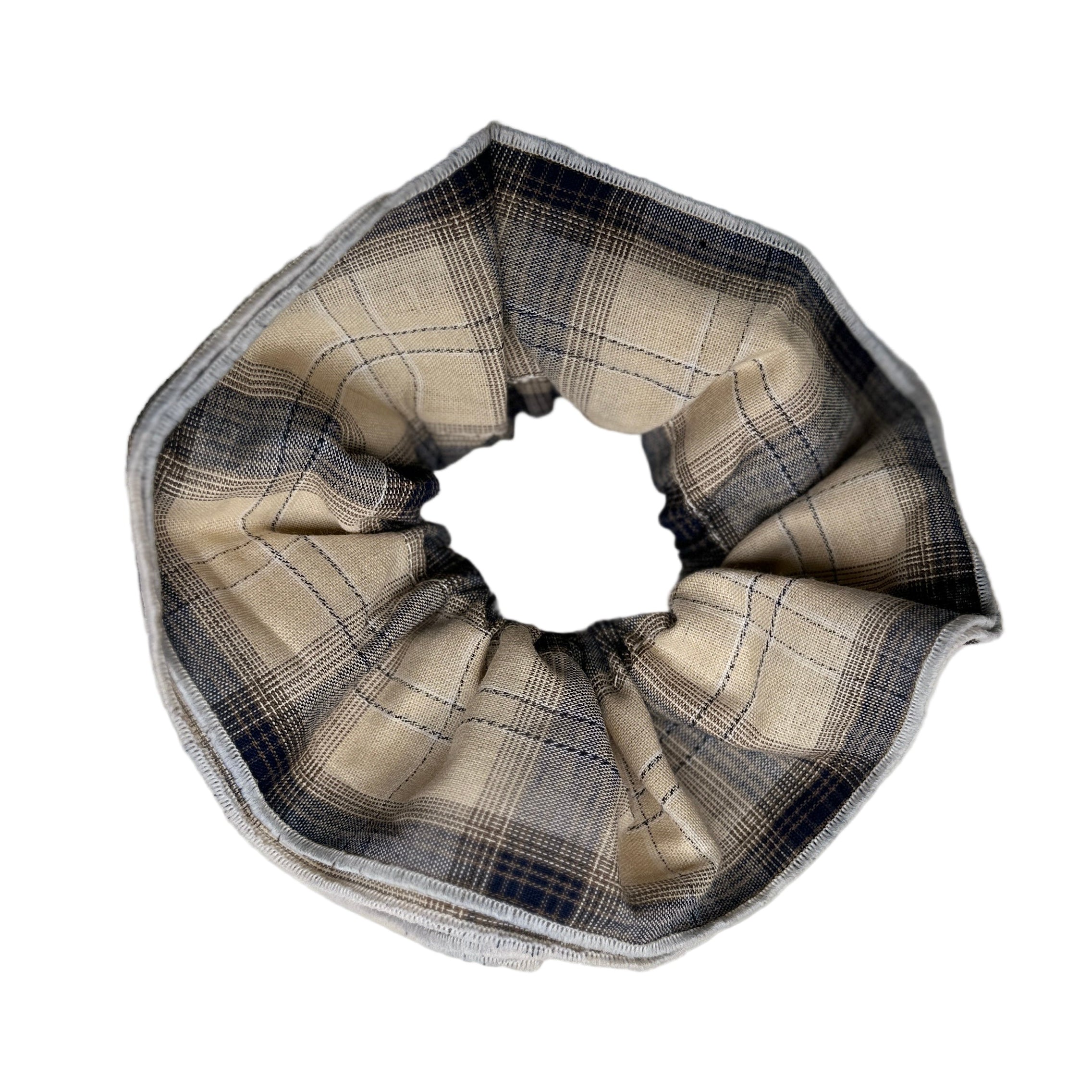Checked Scrunchie - Light Brown