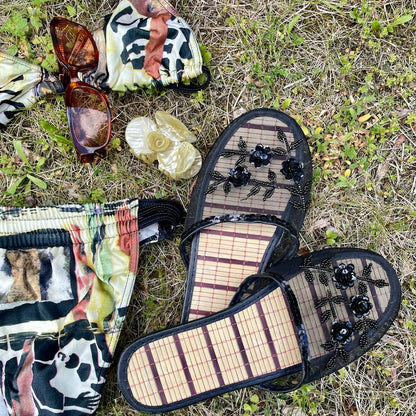 Mesh Slippers - Black/Black sequin