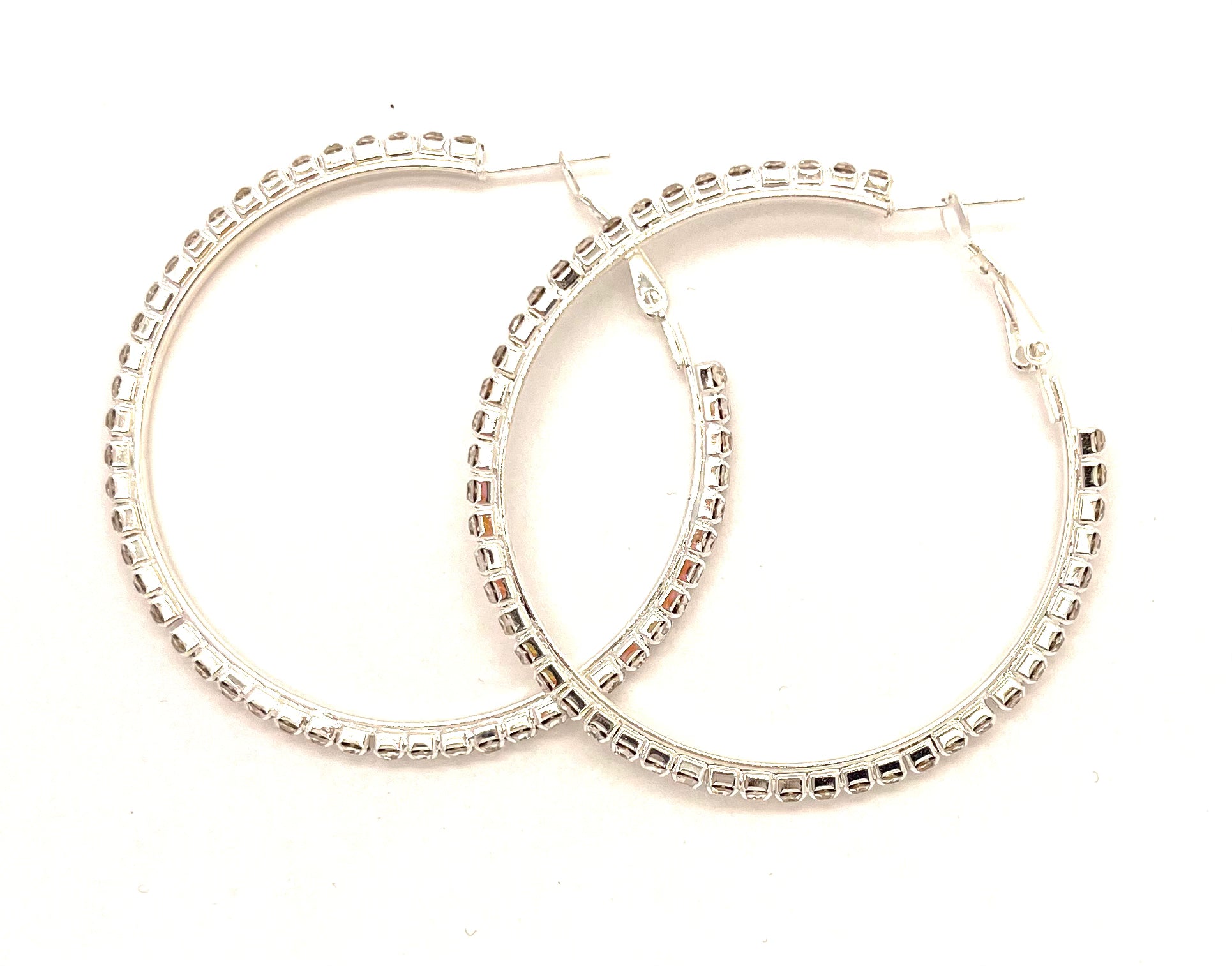 Rhinestone Hoops Small - 5 cm - Silver