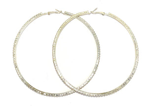 Rhinestone Hoops XL - 9 CM - Silver