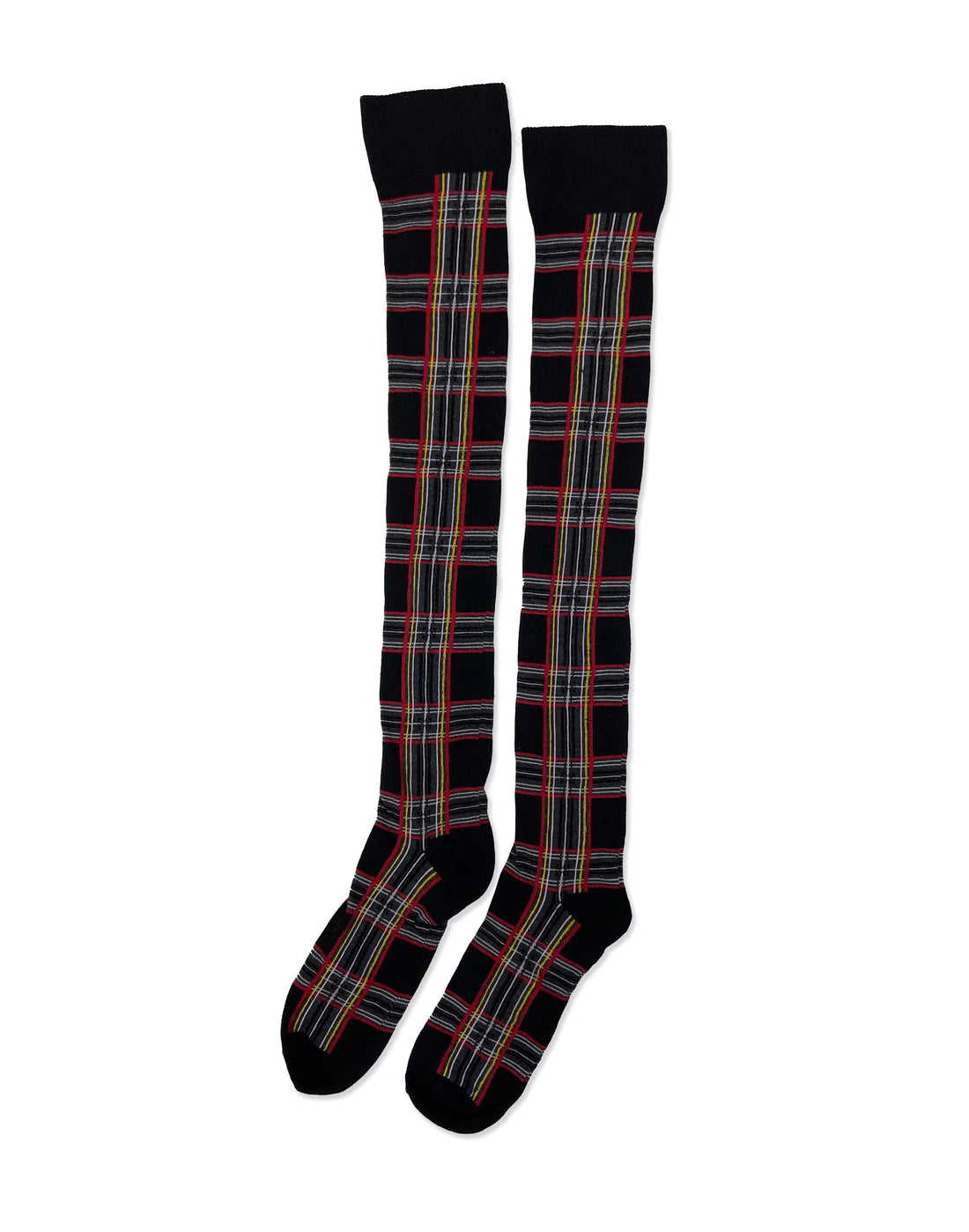 PM Over Knee Sock Tartan - Black