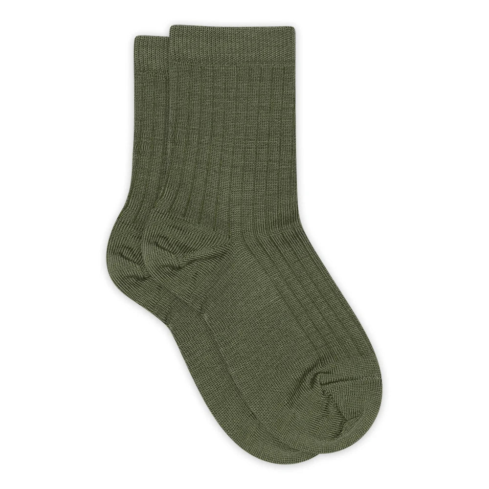 MP Fine Wool Rib Socks - Olive