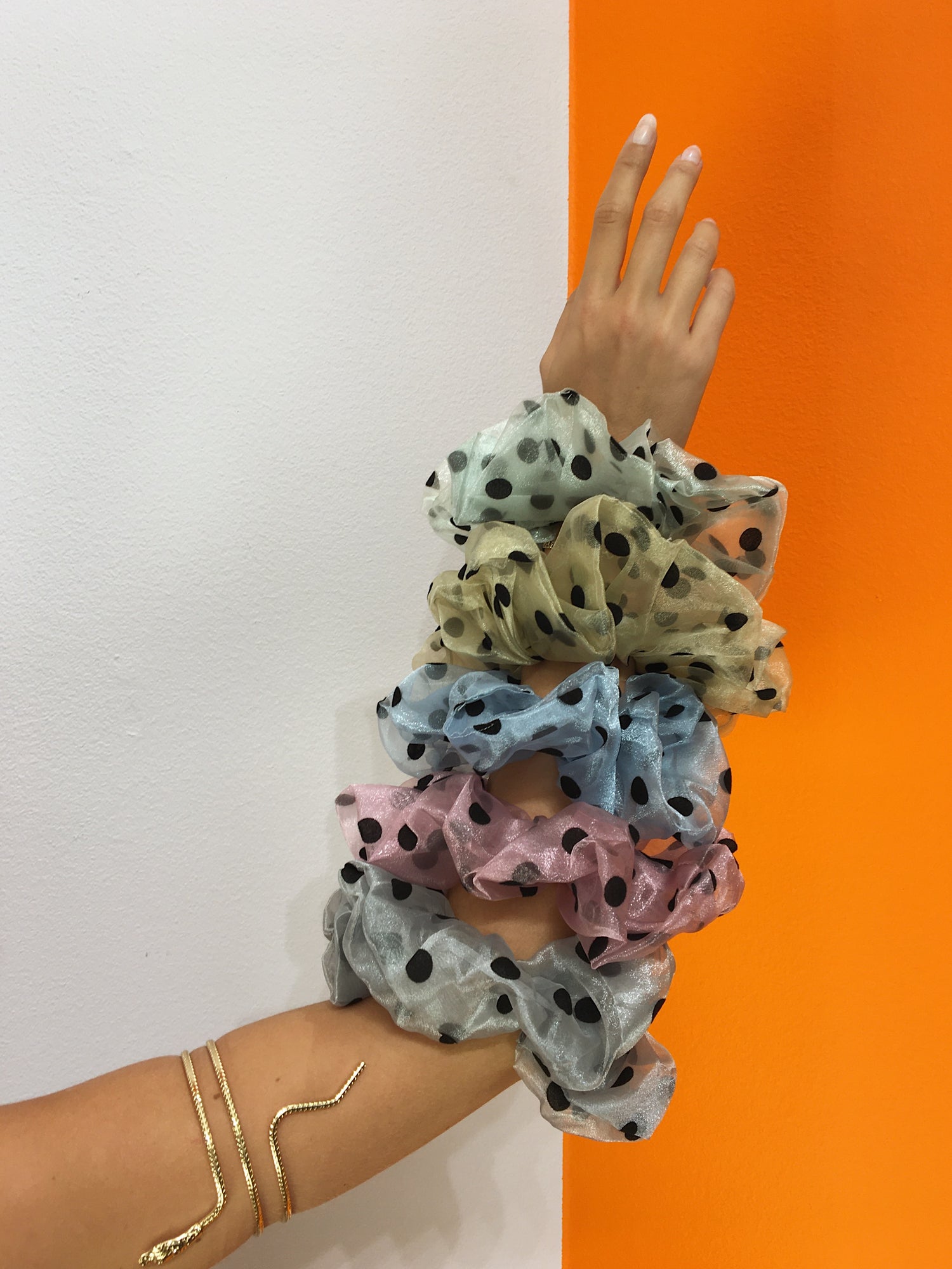 Large Dotty Scrunchie - Blue