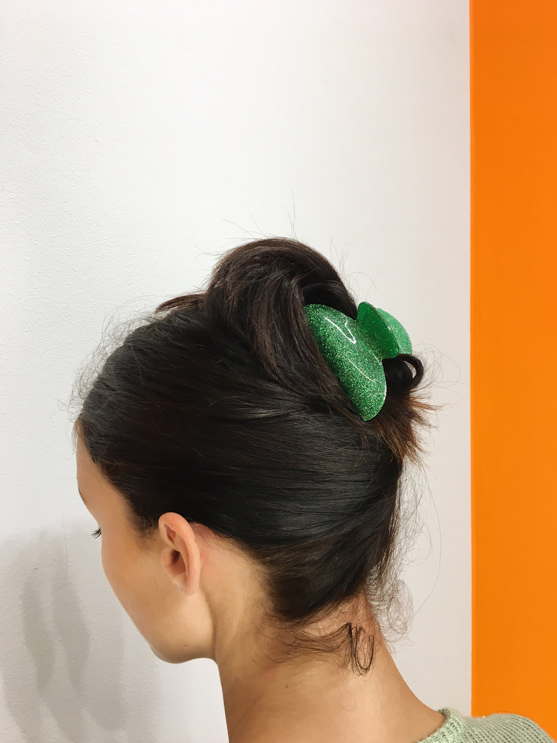 Small Glitter Hairclip - Green