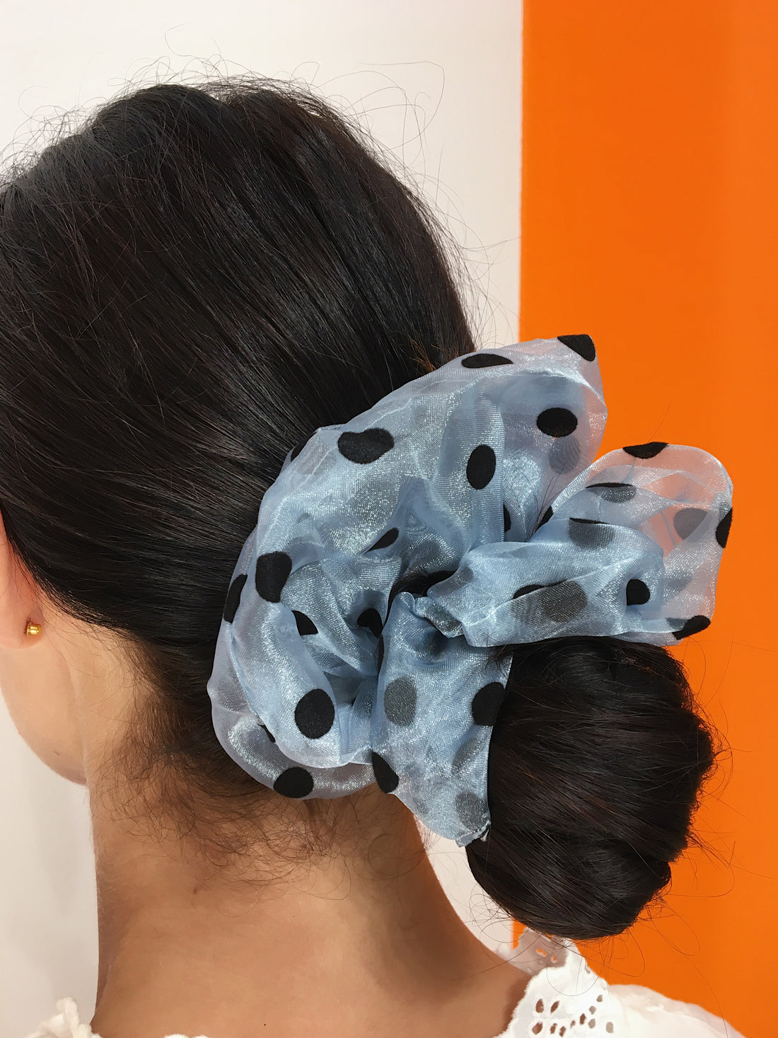 Large Dotty Scrunchie - Blue
