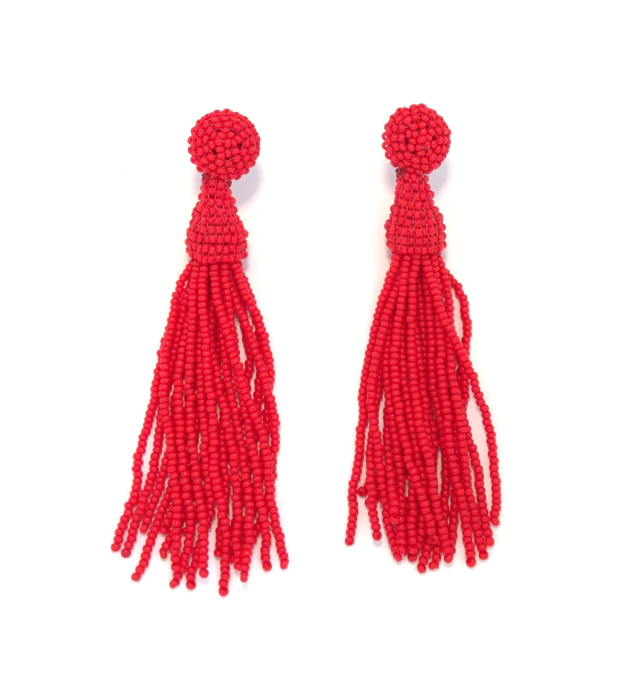 Pearl Earring Tassel - Red