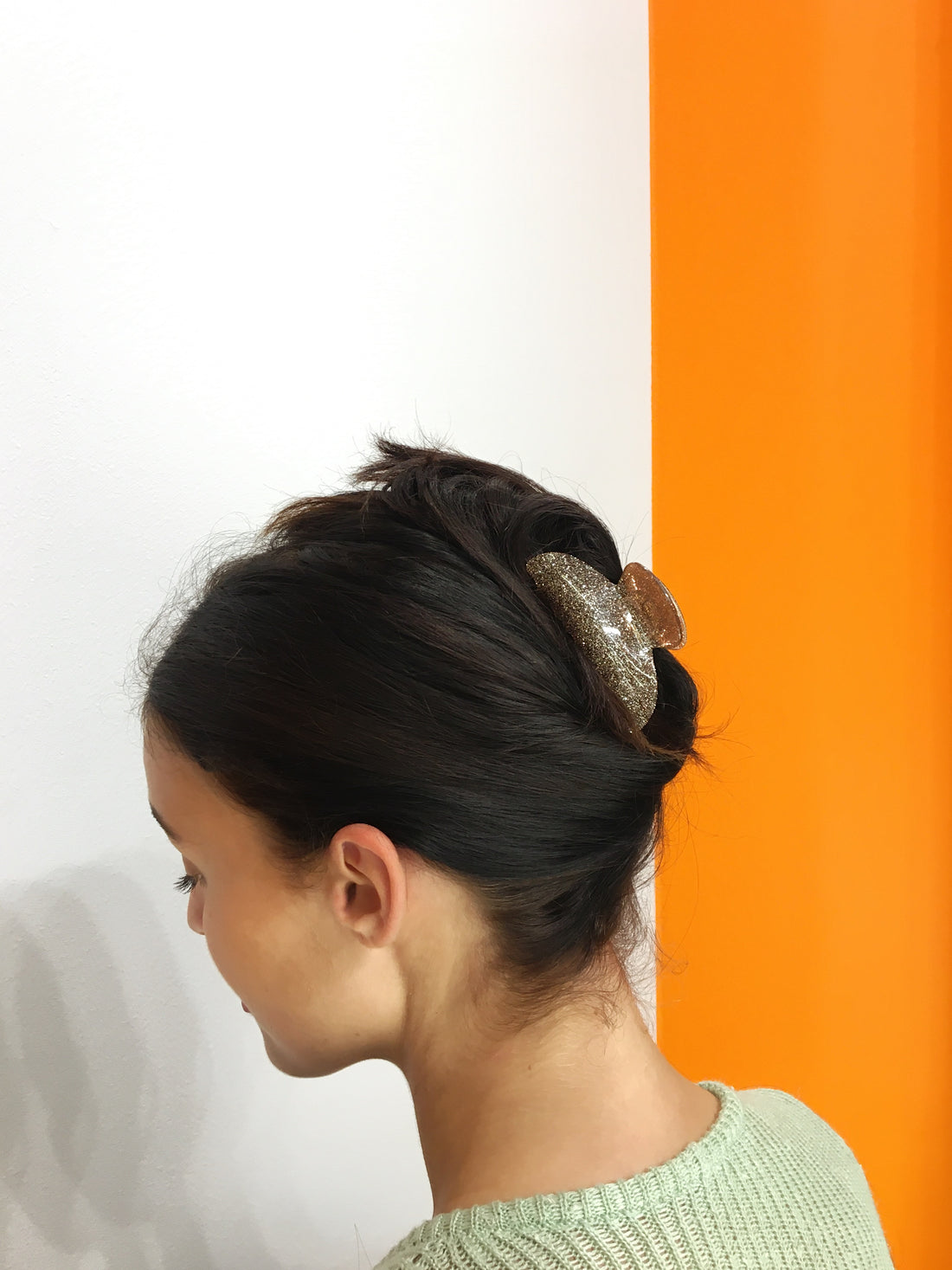 Small Glitter Hairclip - Bronze