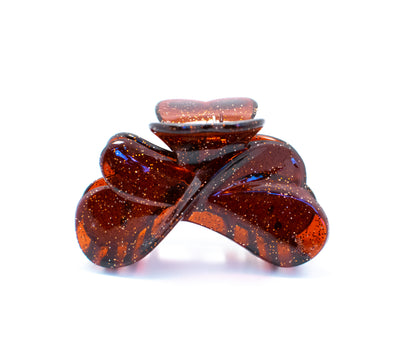 Twist Hairclip - Brown w. Glitter