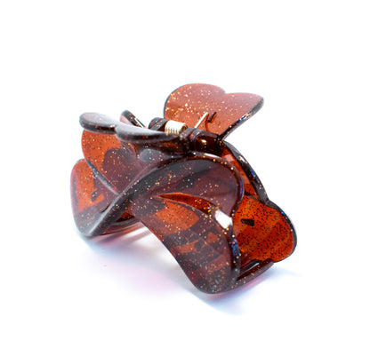 Twist Hairclip - Brown w. Glitter