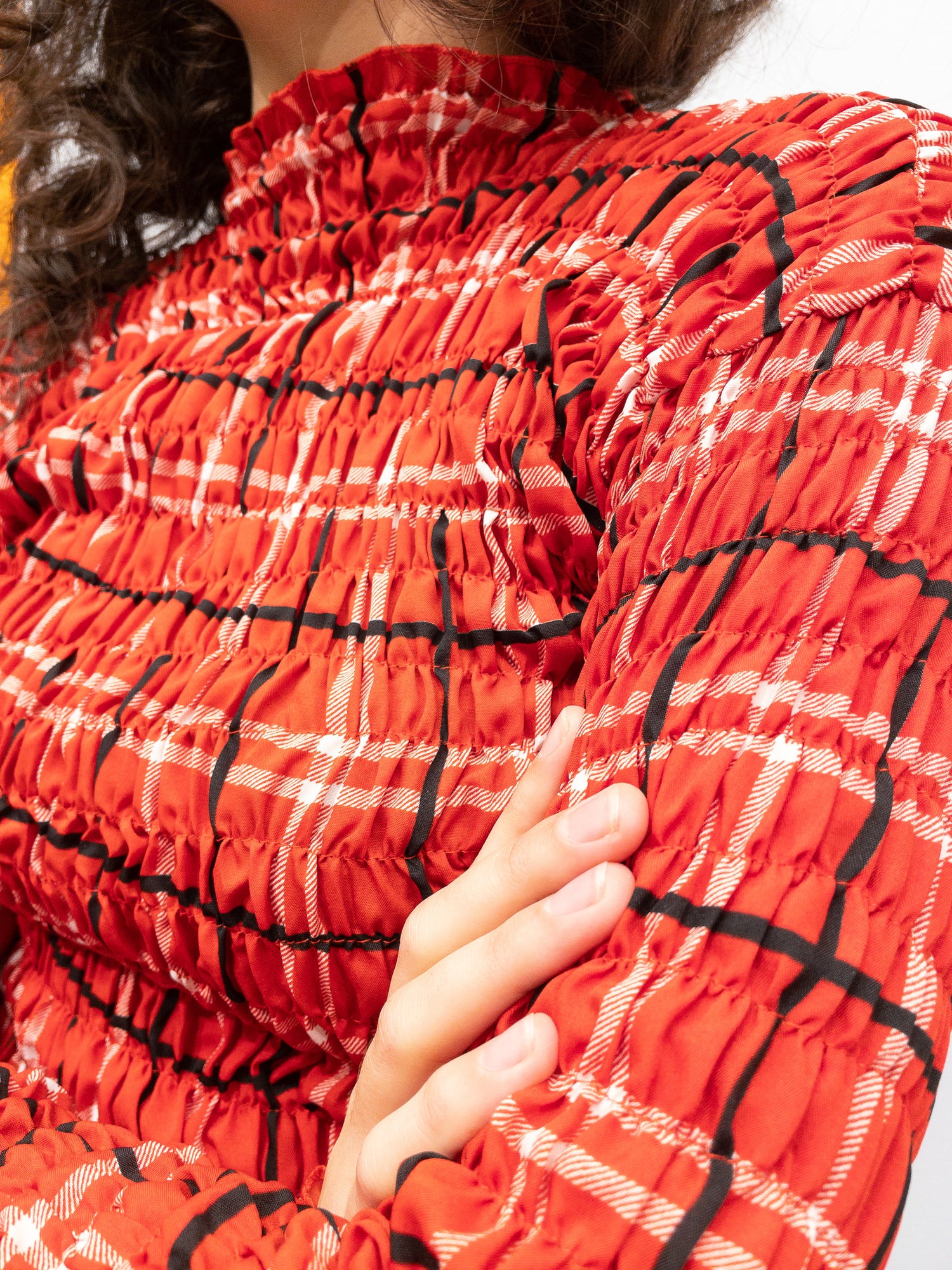 Smocked Top Red Gingham - Long Sleeve