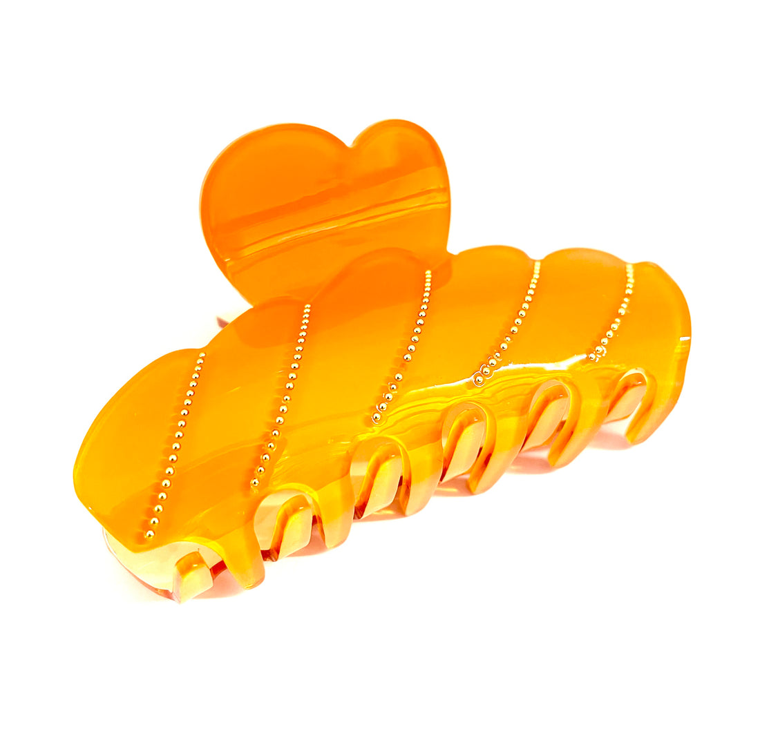 Gold Dot Hairclip - Orange