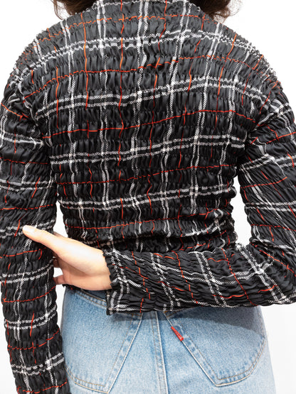 Smock Top Black Check - Long Sleeve