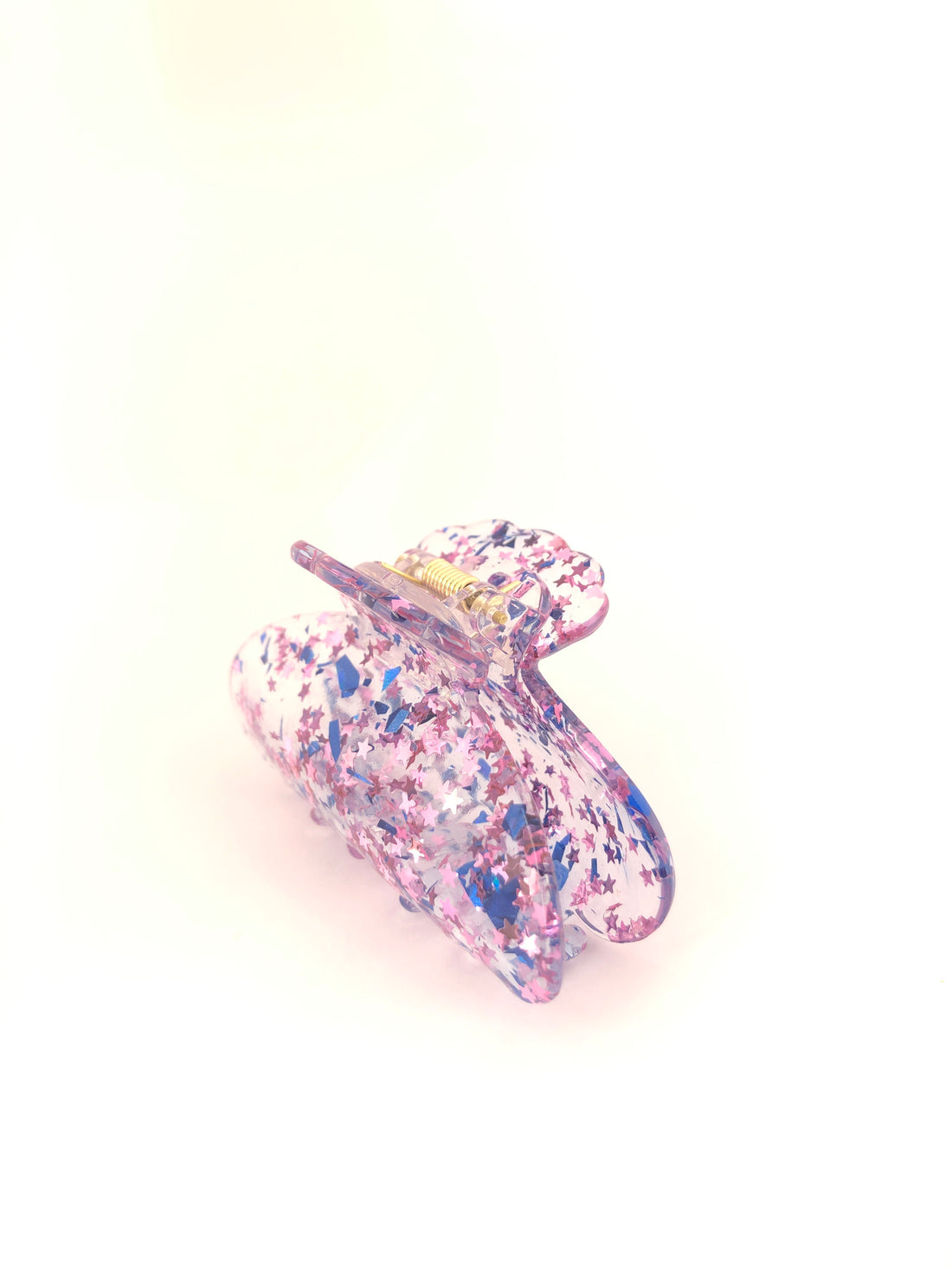 Clear Confetti Claw - Blue/Purple Stars