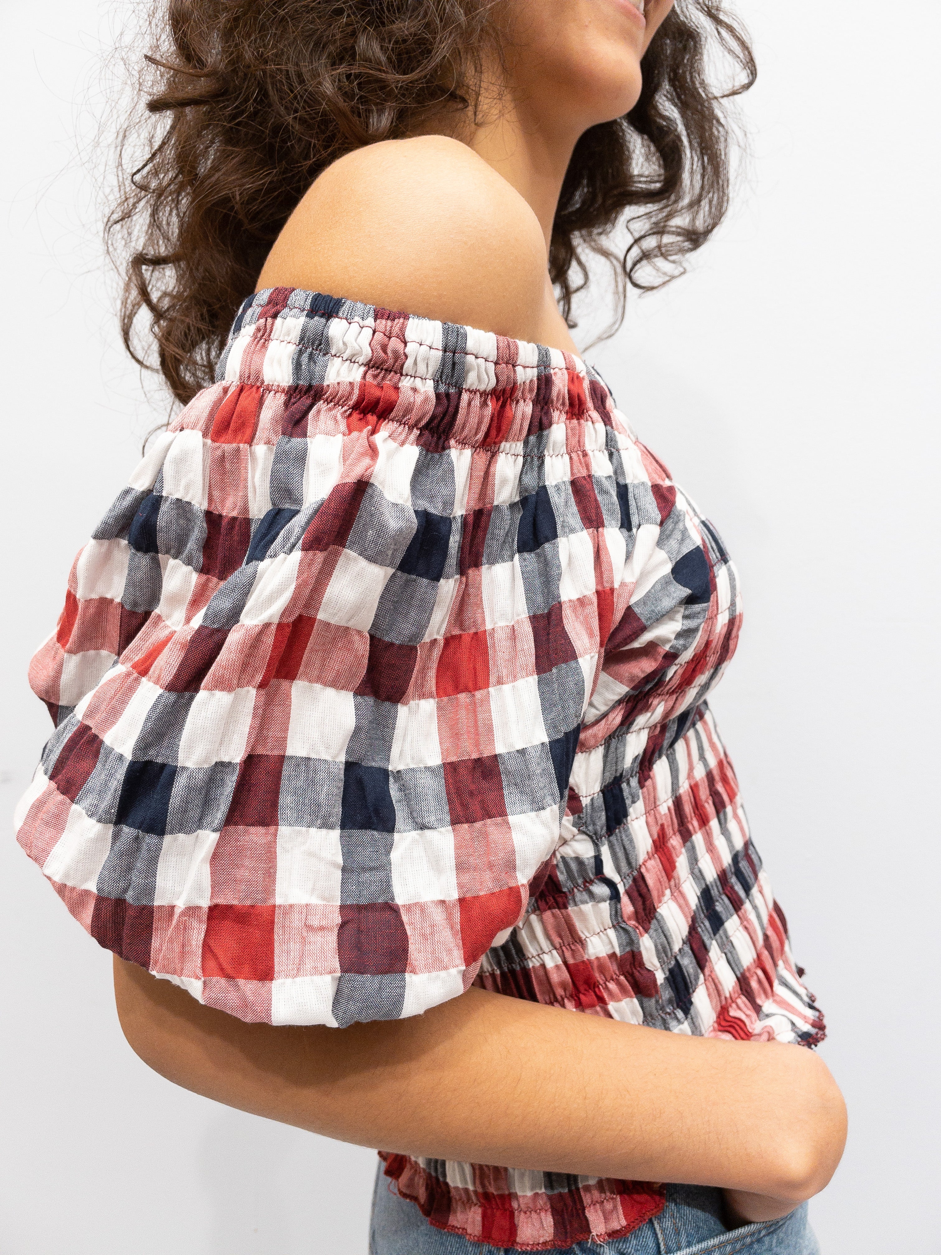 Puff Top - Red/White Check
