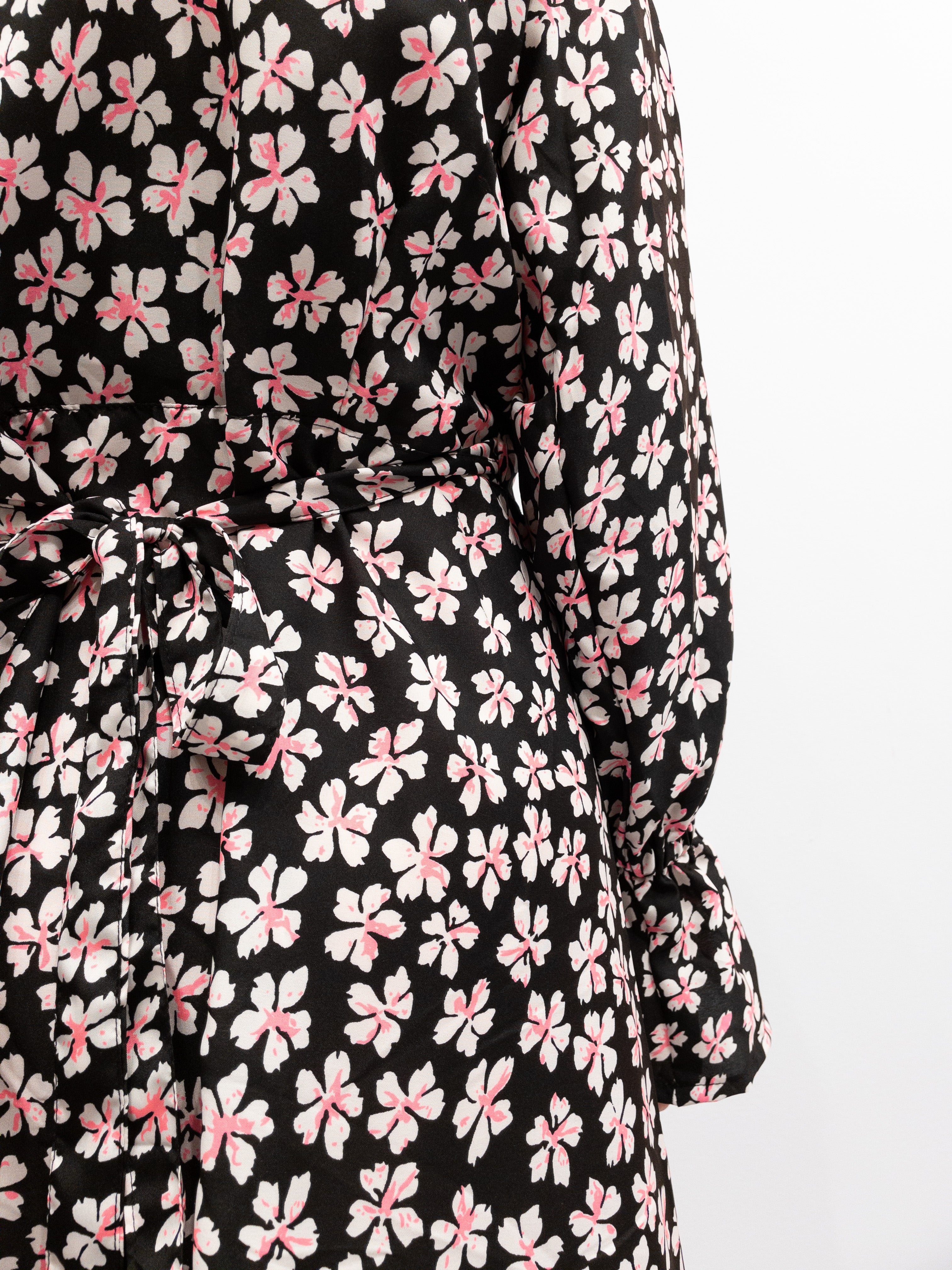 Ruffle Wrap Dress Short - Floral Print