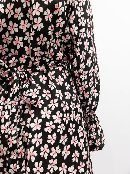 Ruffle Wrap Dress Short - Floral Print