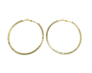 Rhinestone Hoops Medium - 7 cm - Gold