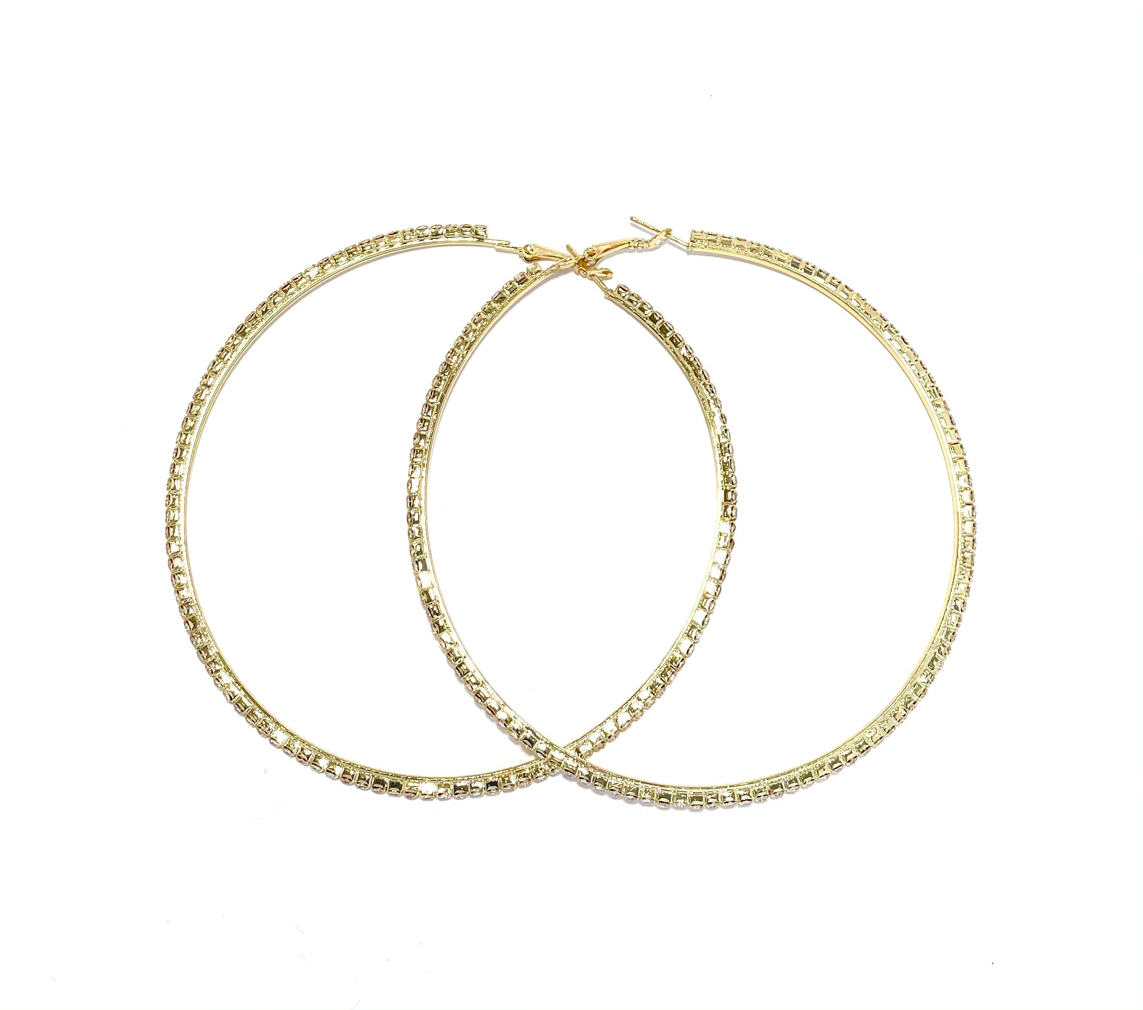 Rhinestone Hoops XL - 9 CM - Gold