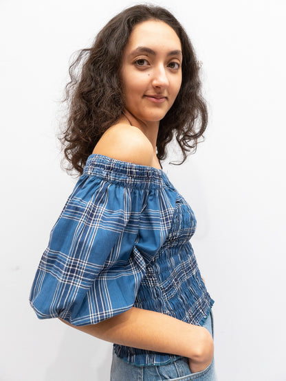 Puff Top - Blue Check