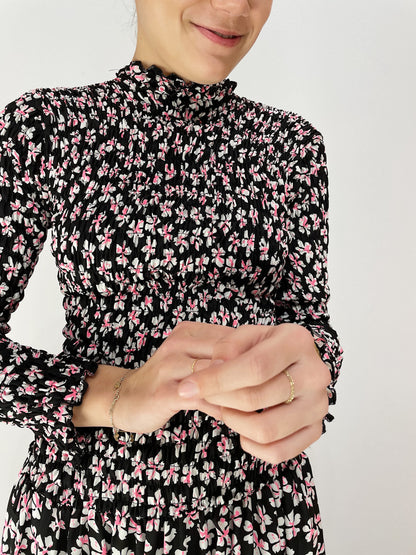 Smock Dress Long - Pink / Sort