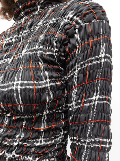 Smock Top Black Check - Long Sleeve