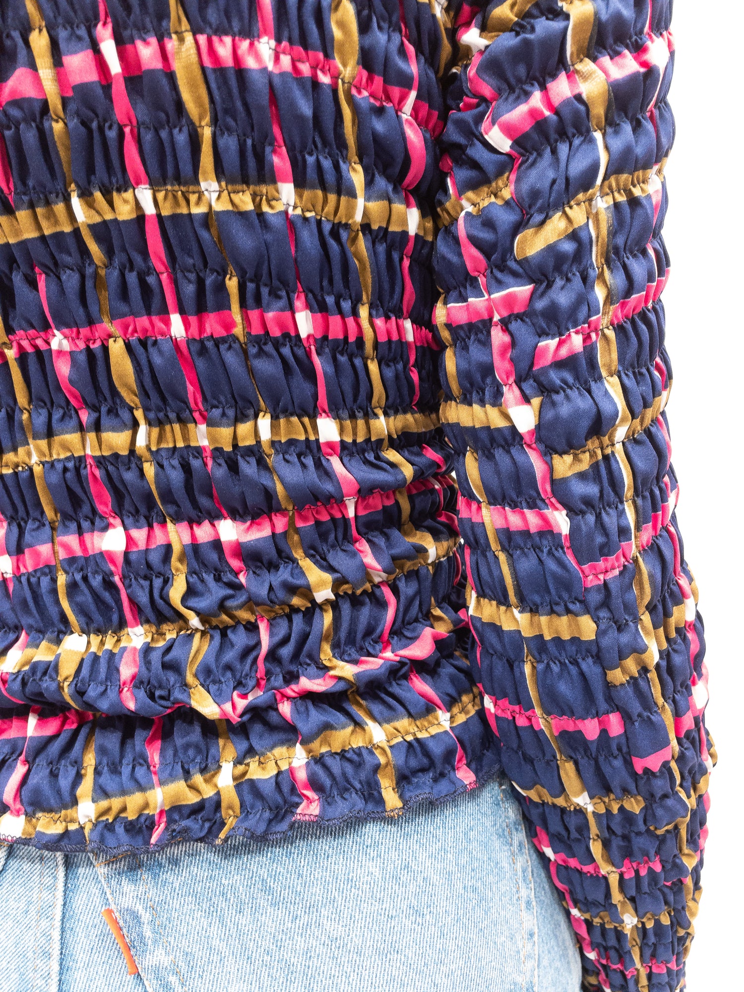 Smock Top Pink/Dark Blue - Long Sleeve