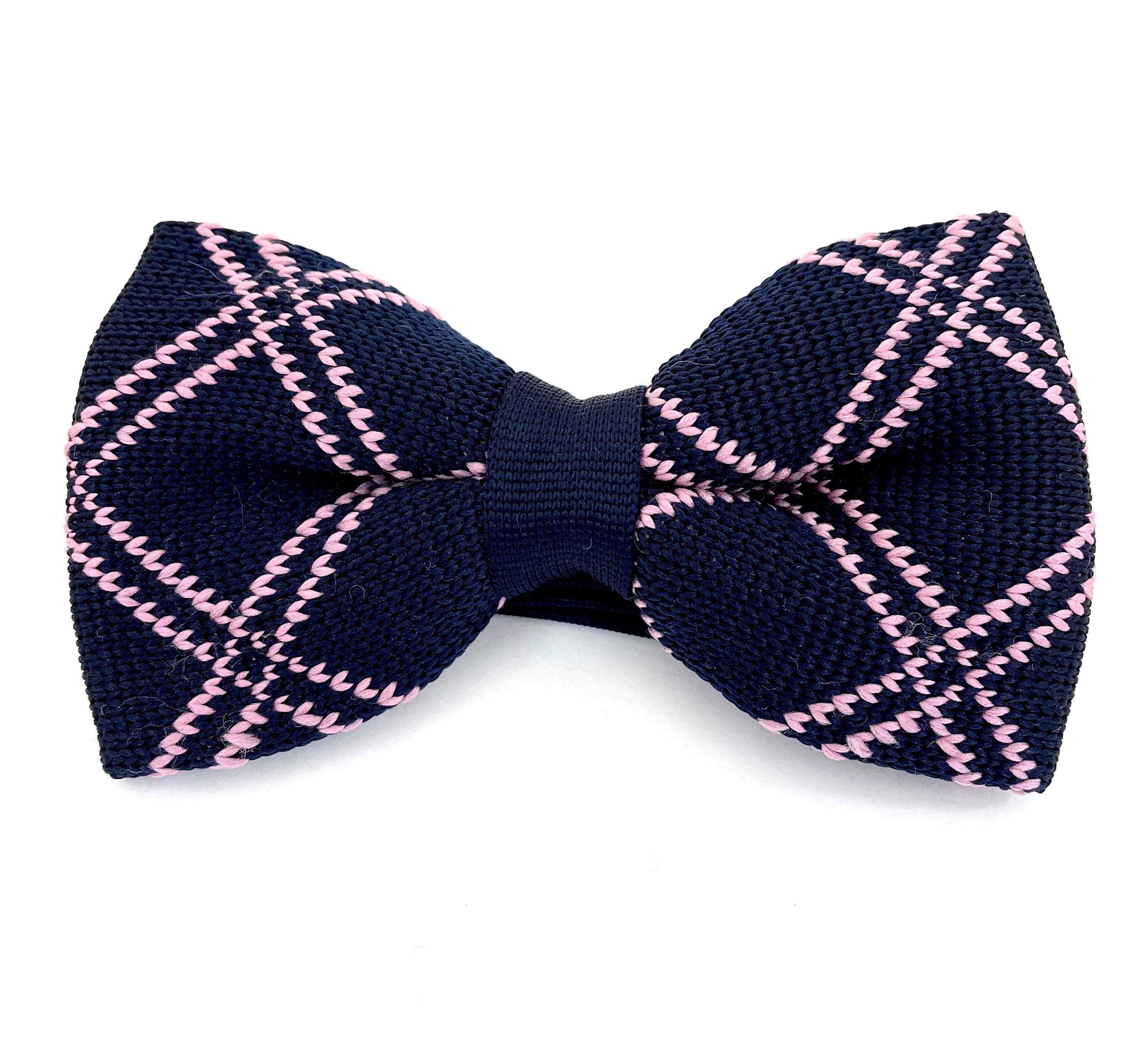 Bowtie Knit - Mørkeblå / Lyserød