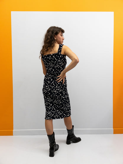 Smocked Pencil Dress - White Check