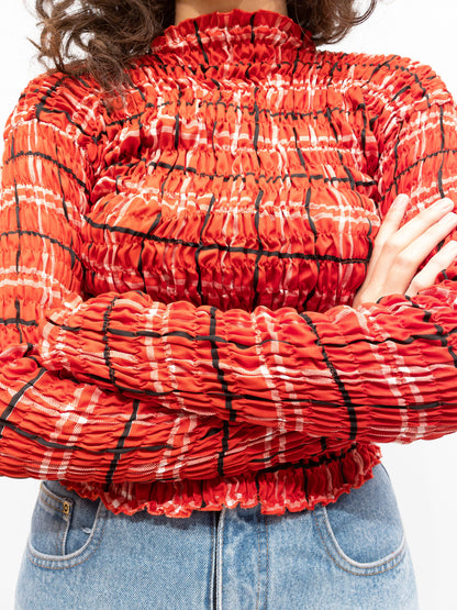 Smocked Top Red Gingham - Long Sleeve