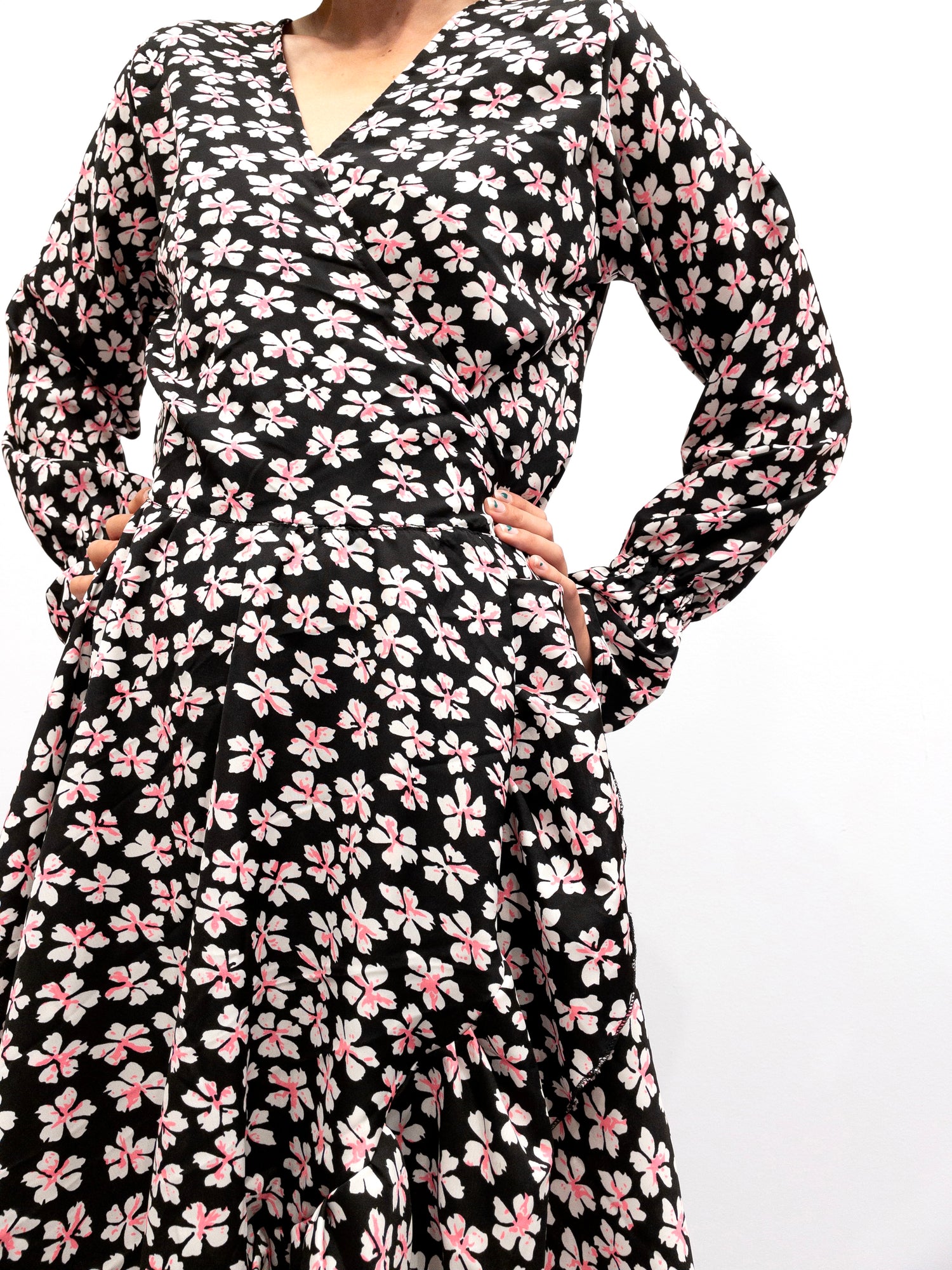 Ruffle Wrap Dress Short - Floral Print