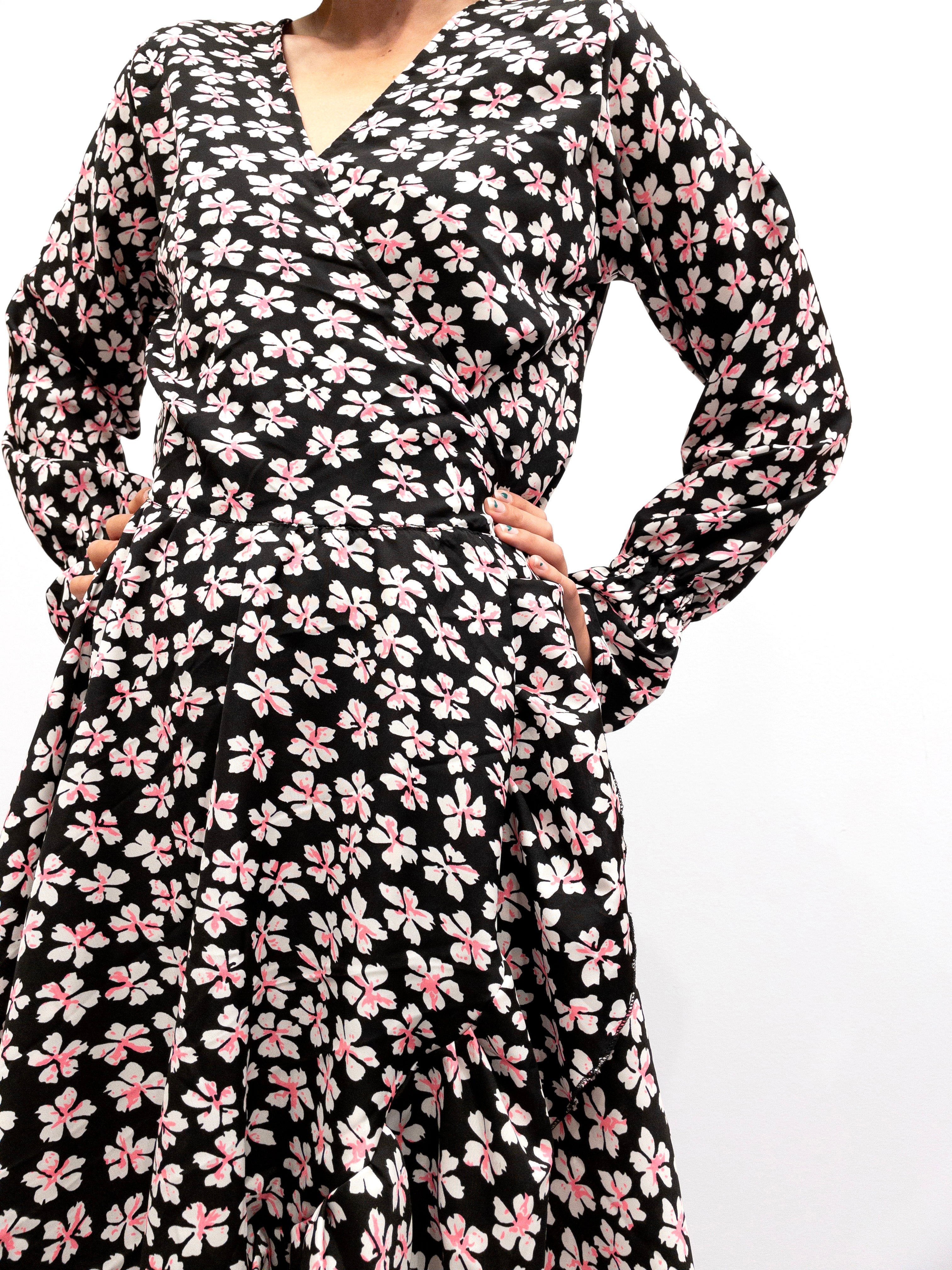 Ruffle Wrap Dress Short - Floral Print