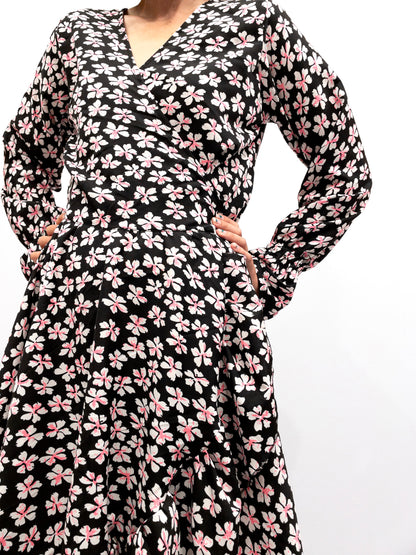 Ruffle Wrap Dress Short - Floral Print