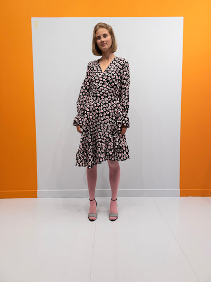 Ruffle Wrap Dress Short - Floral Print